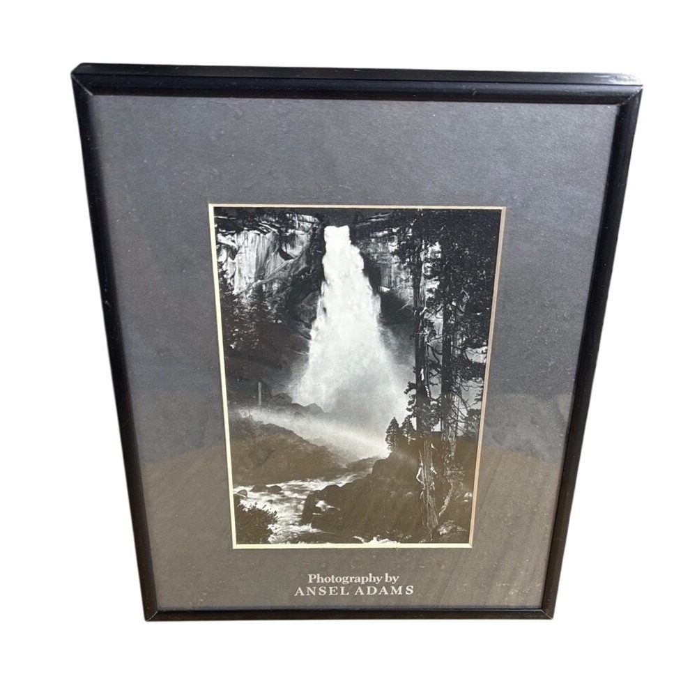 Vintage Ansel Adams Nevada Fall Photo Print 1994 Yosemite National Park Framed